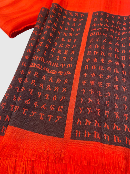 100% Viscose Traditional Scarf with Alphabet #1