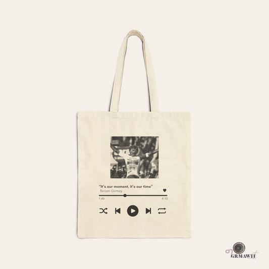 It's our moment Cotton Canvas Tote Bag | Biniam Girmay Bags Printify