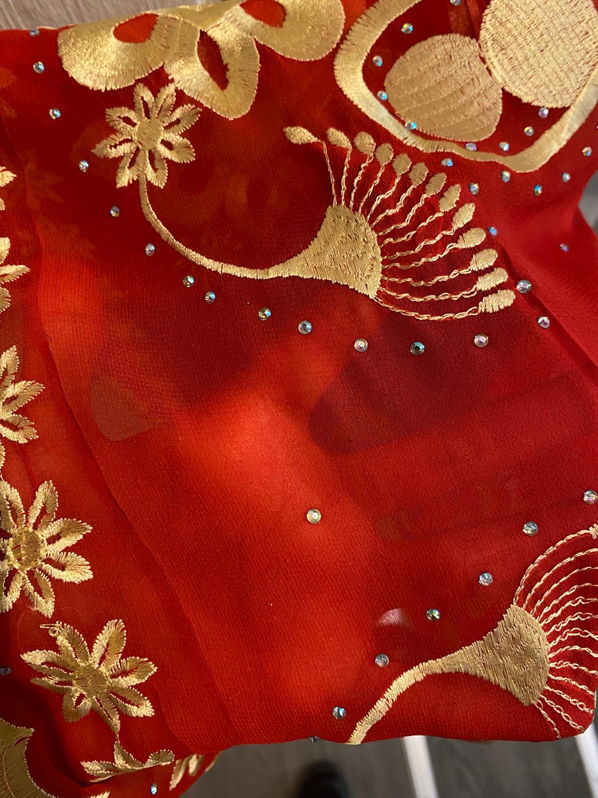 Red Rhinestone Shawl – Elegant & Cozy Extras Grmawit