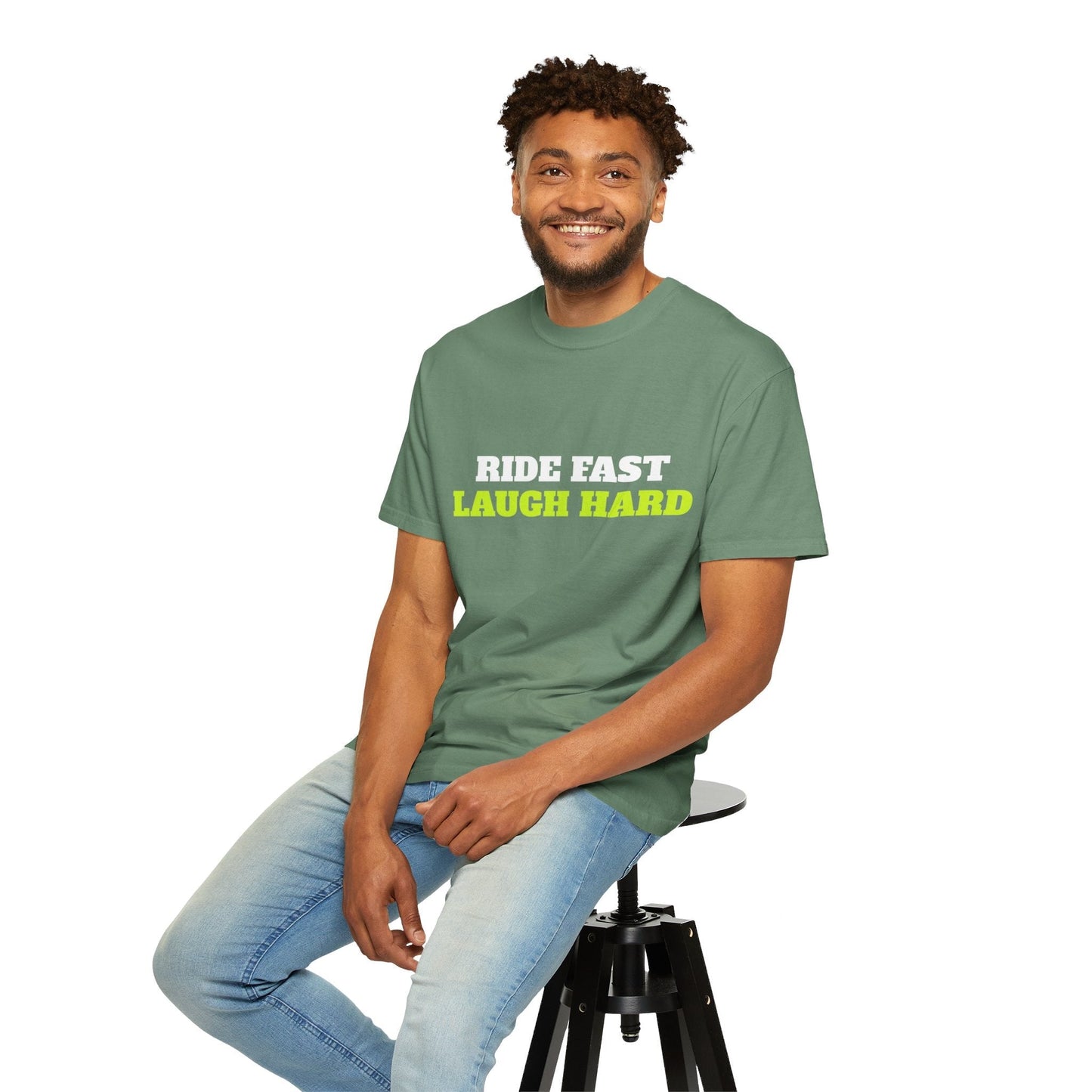 Ride Fast, Laugh Harder Unisex Garment-Dyed T-shirt | Biniam Girmay T-Shirt Grmawit
