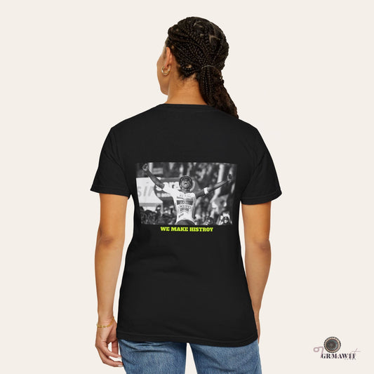 Ride Fast, Laugh Harder Unisex Garment-Dyed T-shirt | Biniam Girmay T-Shirt Grmawit Black S
