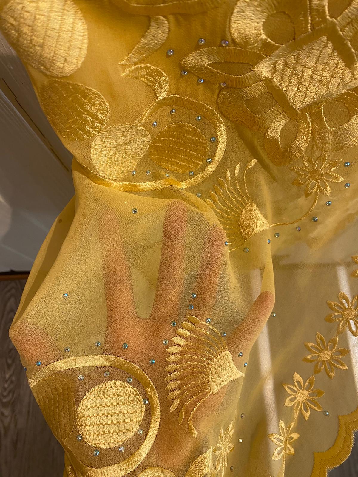 Yellow Rhinestone Shawl – Elegant & Cozy Extras Grmawit