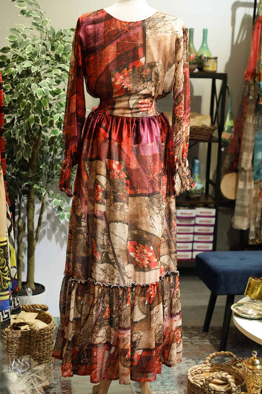 Aisha Chiffon Dress Grmawit Large Red