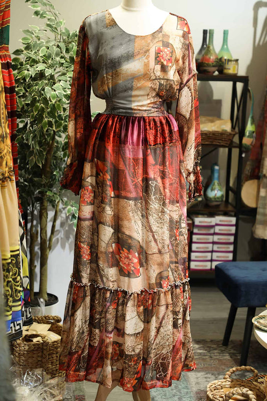 Aisha Chiffon Dress Grmawit Small / Medium Red