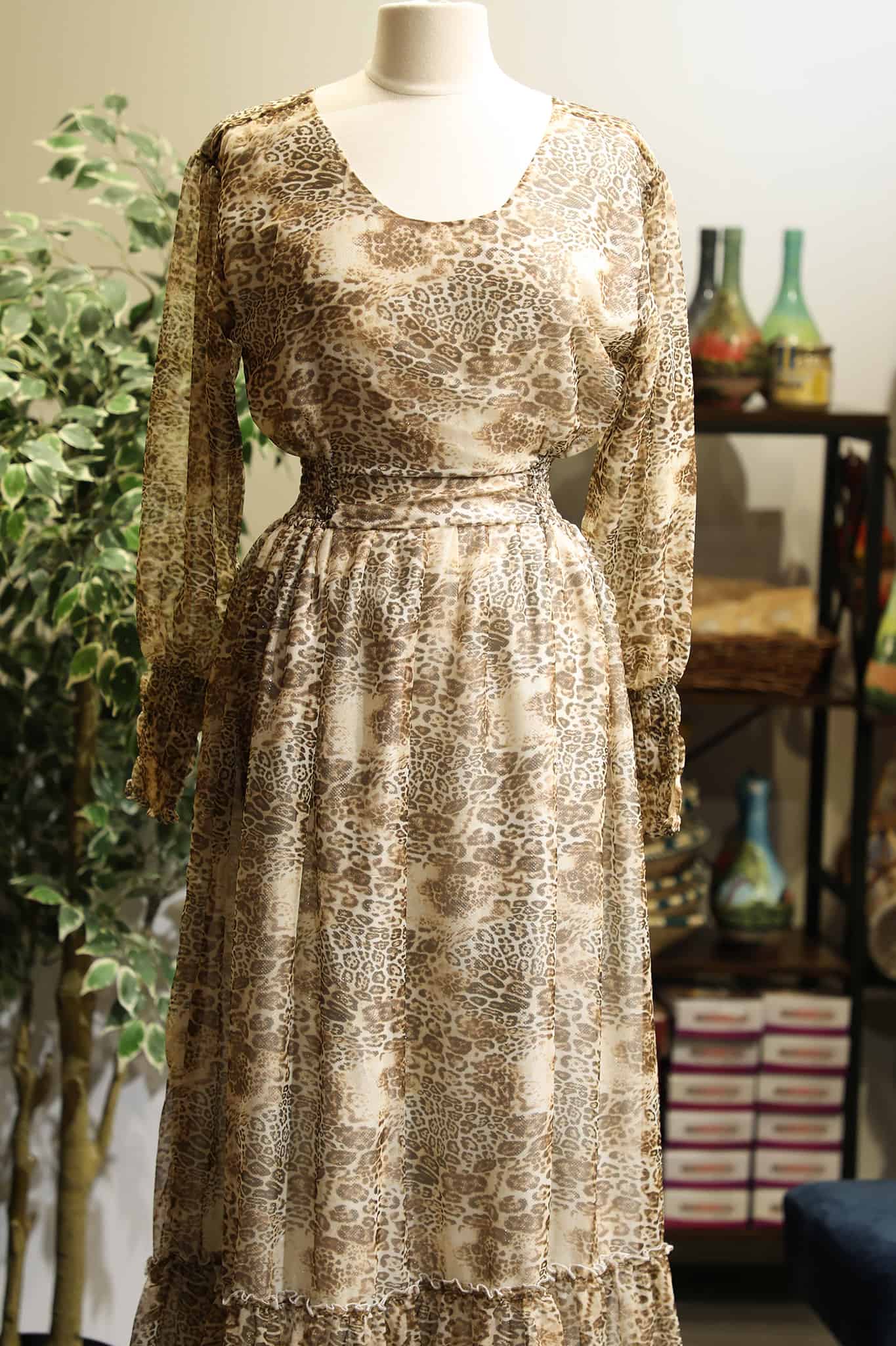 Aster Chiffon Dress Grmawit Large Brown