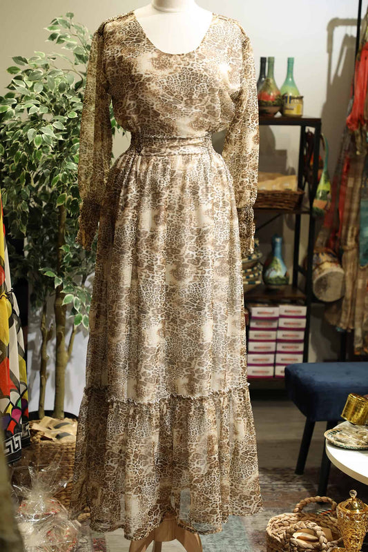 Aster Chiffon Dress Grmawit Small / Medium Brown