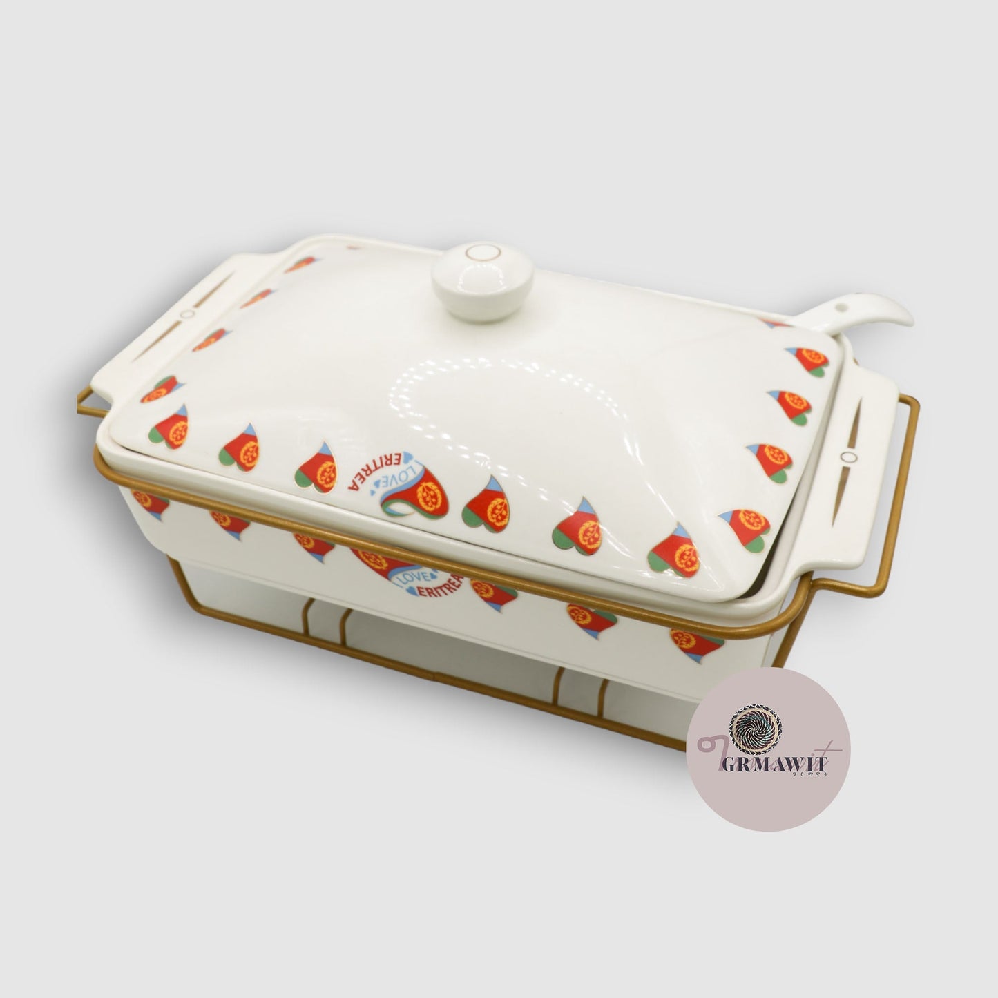 Ceramic Food Warmer | Eritrean Flag Grmawit