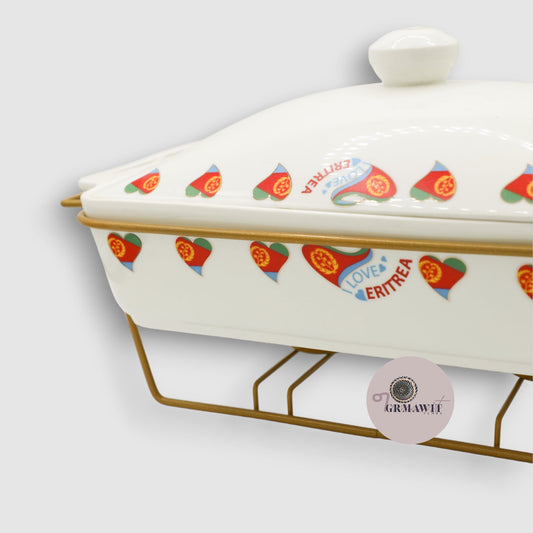 Ceramic Food Warmer | Eritrean Flag Grmawit