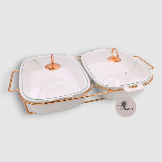 Ceramic Food Warmer Set of 2 | Plain Extras Grmawit
