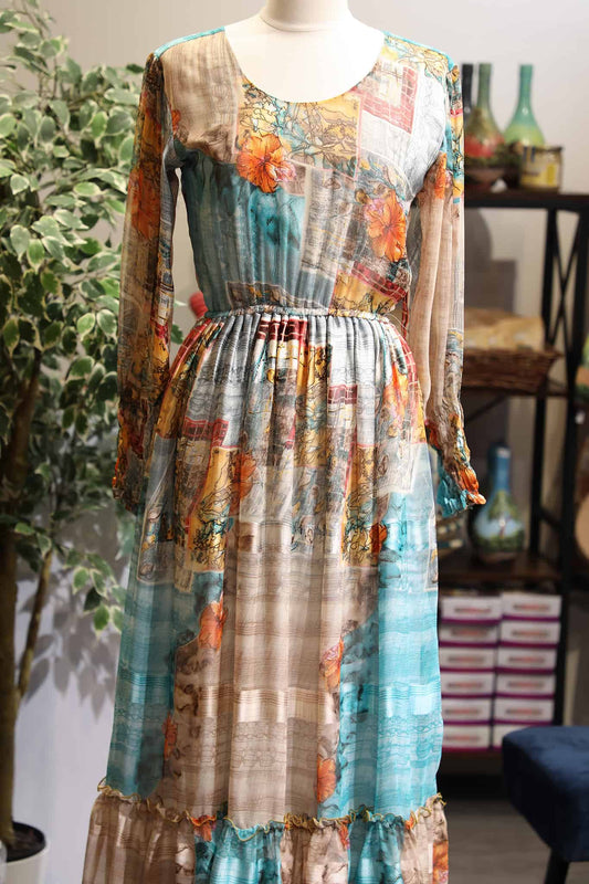 Lidya Chiffon Dress Grmawit Large Blue