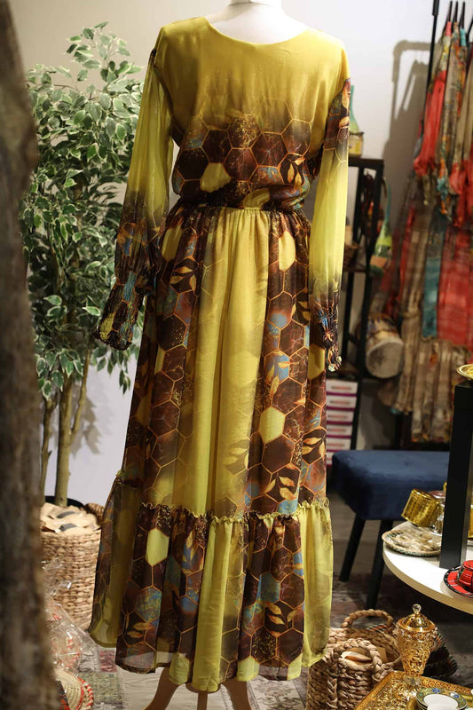 Segen Chiffon Dress Grmawit Large Yellow