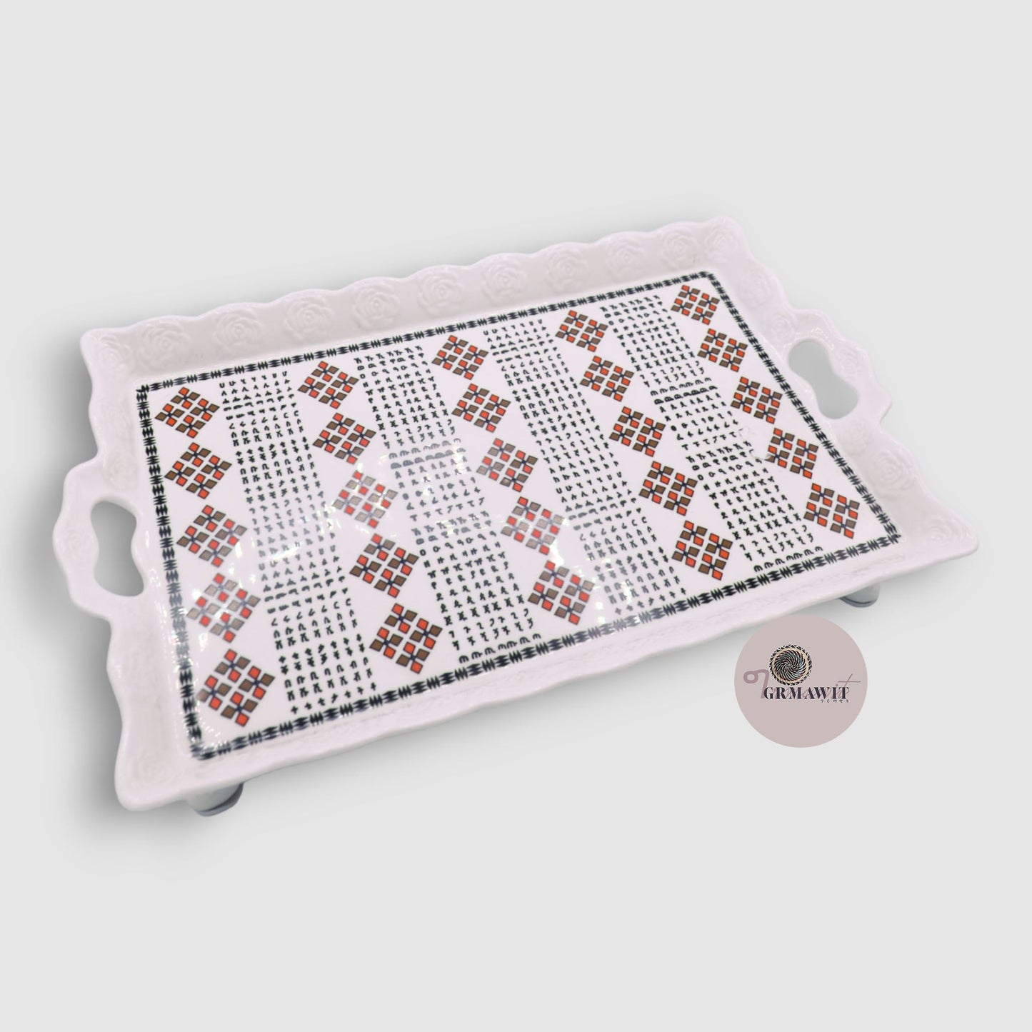 Traditional Ceramic Serving Tray | Alphabets Extras Grmawit