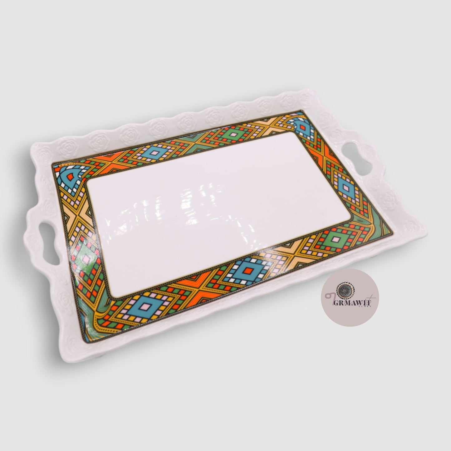 Traditional Ceramic Serving Tray | Zurya Tlet Extras Grmawit