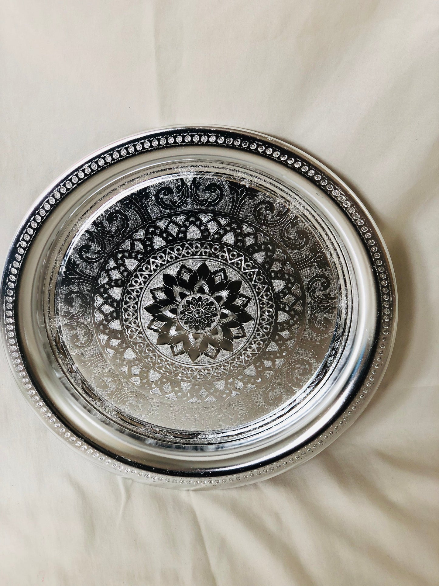Vintage Silver Plated Round Serving Plate Extras Grmawit