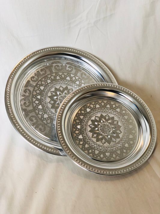 Vintage Silver Plated Round Serving Plate Extras Grmawit