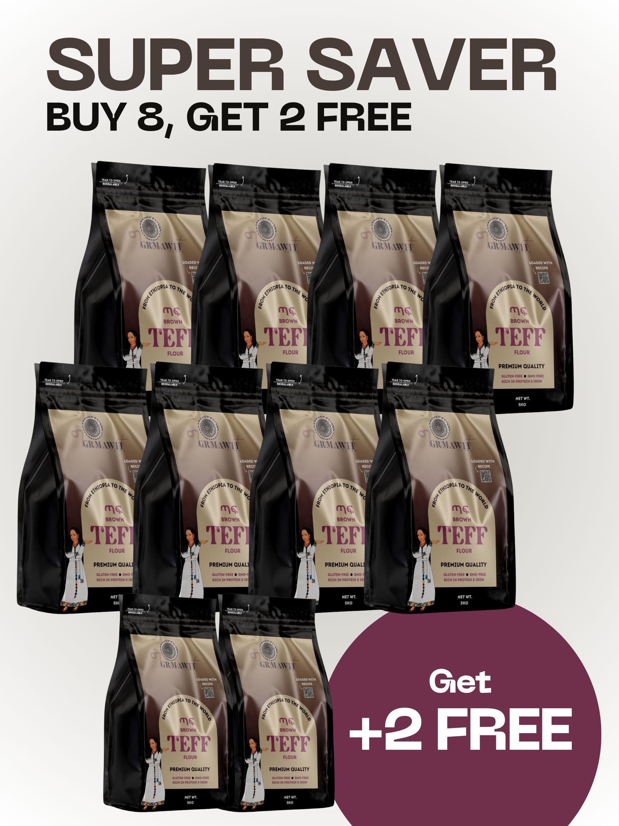 Teff - Buy 8, Get 2 Free + Free Delivery