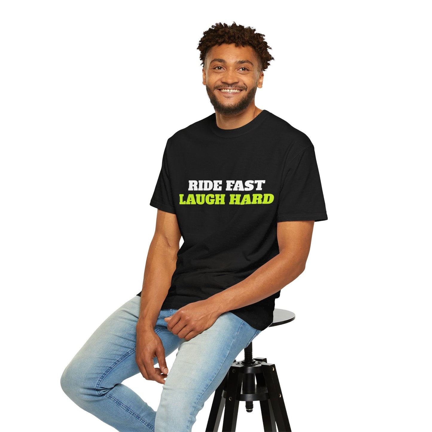 Ride Fast, Laugh Harder Unisex Garment-Dyed T-shirt | Biniam Girmay T-Shirt Grmawit 