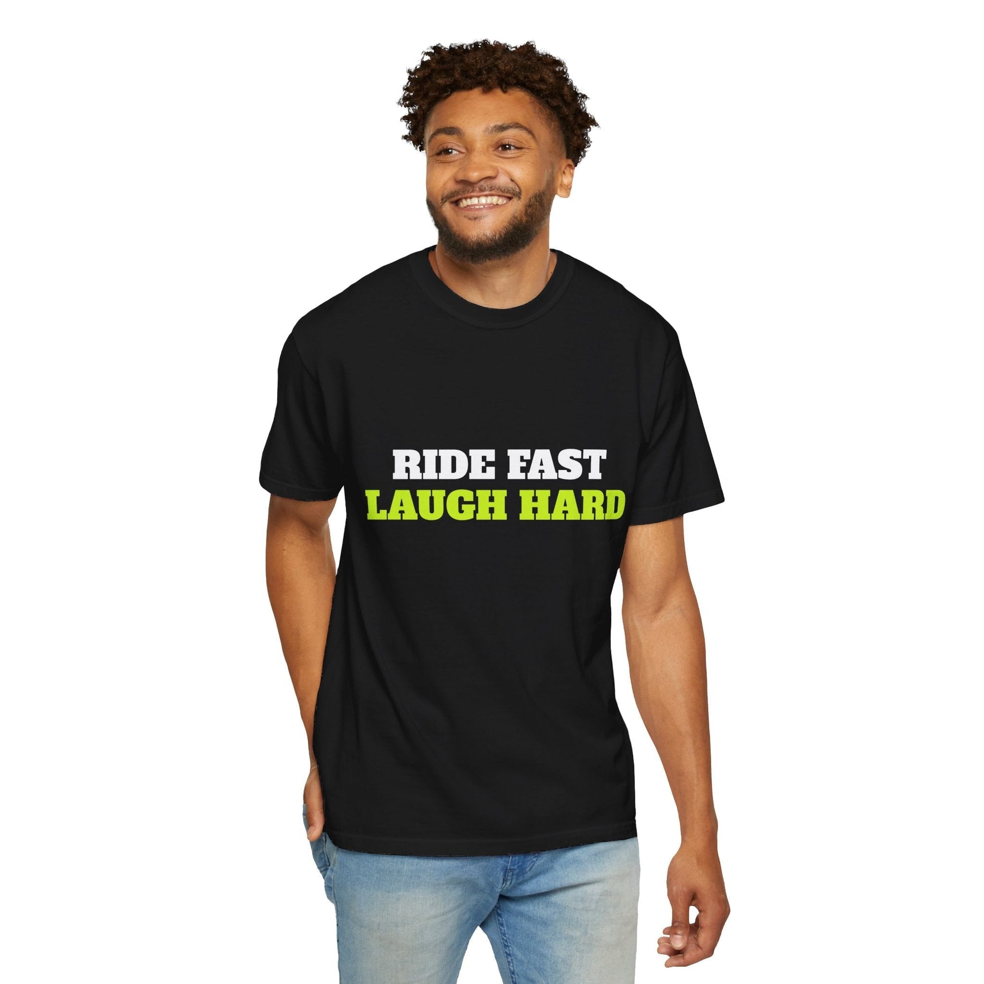 Ride Fast, Laugh Harder Unisex Garment-Dyed T-shirt | Biniam Girmay T-Shirt Grmawit 