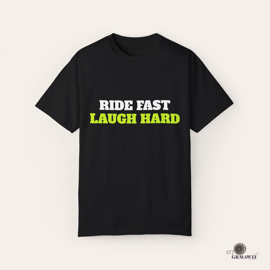 Ride Fast, Laugh Harder Unisex Garment-Dyed T-shirt | Biniam Girmay T-Shirt Grmawit 