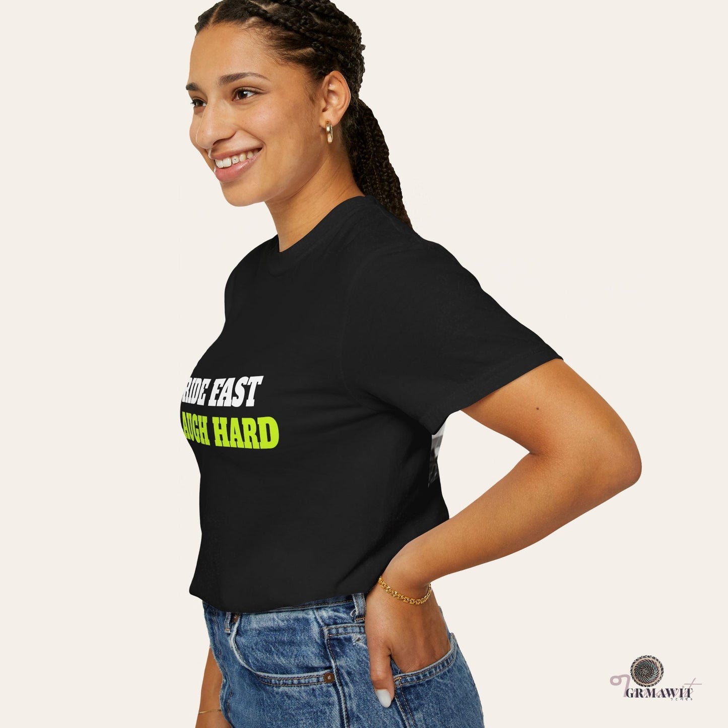 Ride Fast, Laugh Harder Unisex Garment-Dyed T-shirt | Biniam Girmay T-Shirt Grmawit 