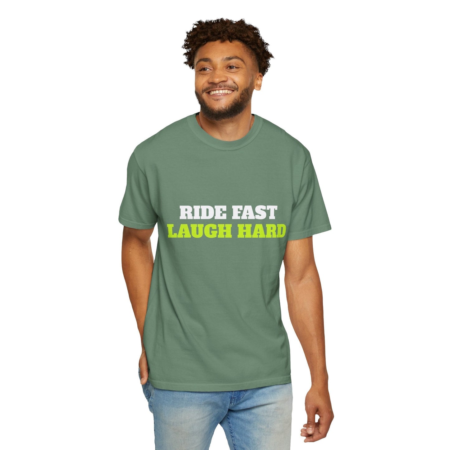 Ride Fast, Laugh Harder Unisex Garment-Dyed T-shirt | Biniam Girmay T-Shirt Grmawit 