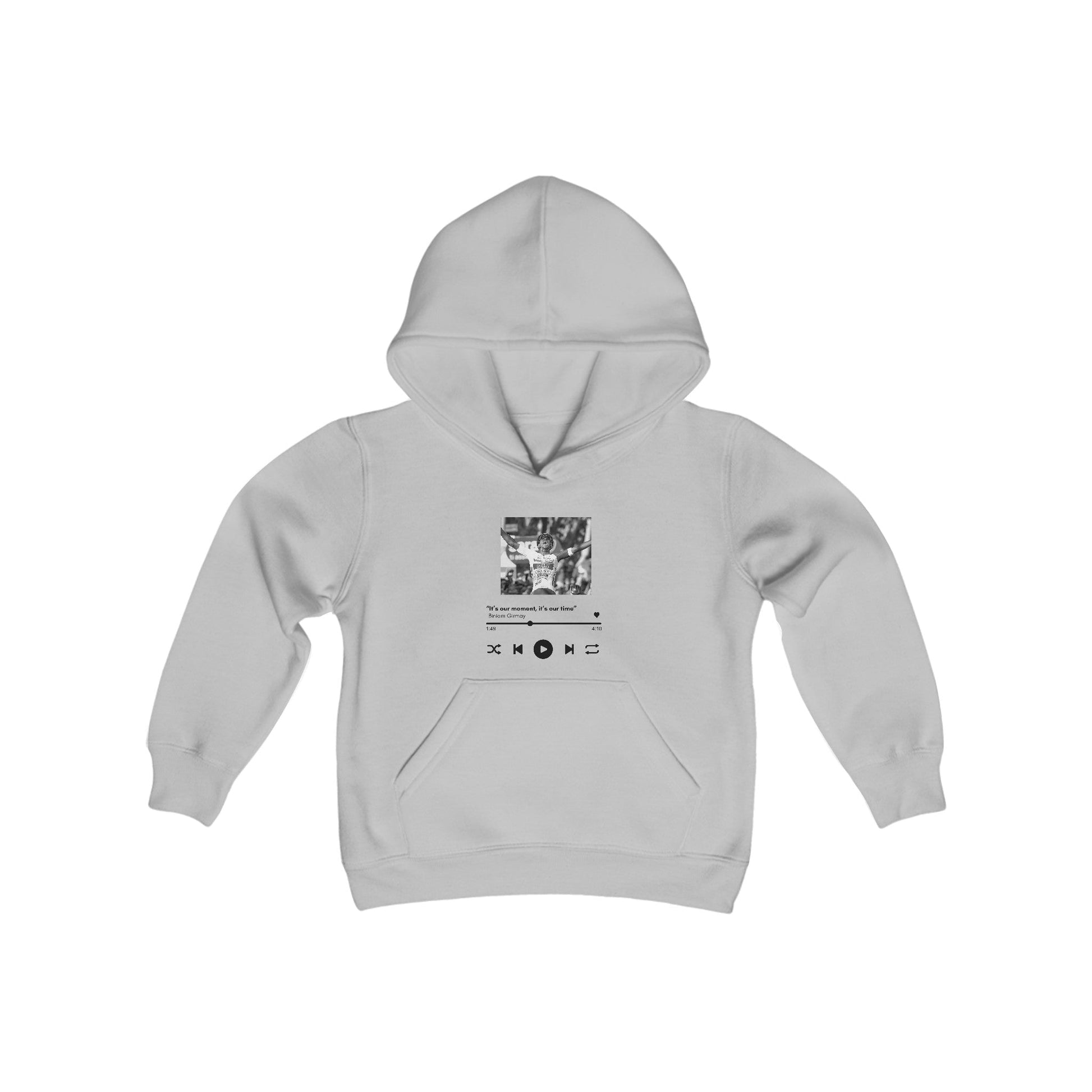 Youth Heavy Blend Hooded Sweatshirt | Biniam Girmay Kids clothes Printify Sport Grey S 