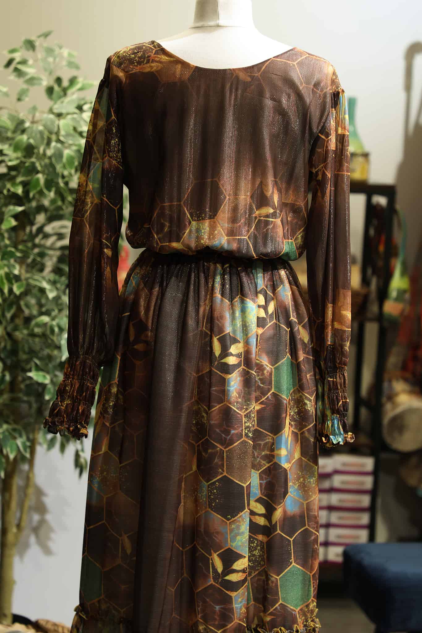 Segen Chiffon Dress Grmawit Extra Large Brown 