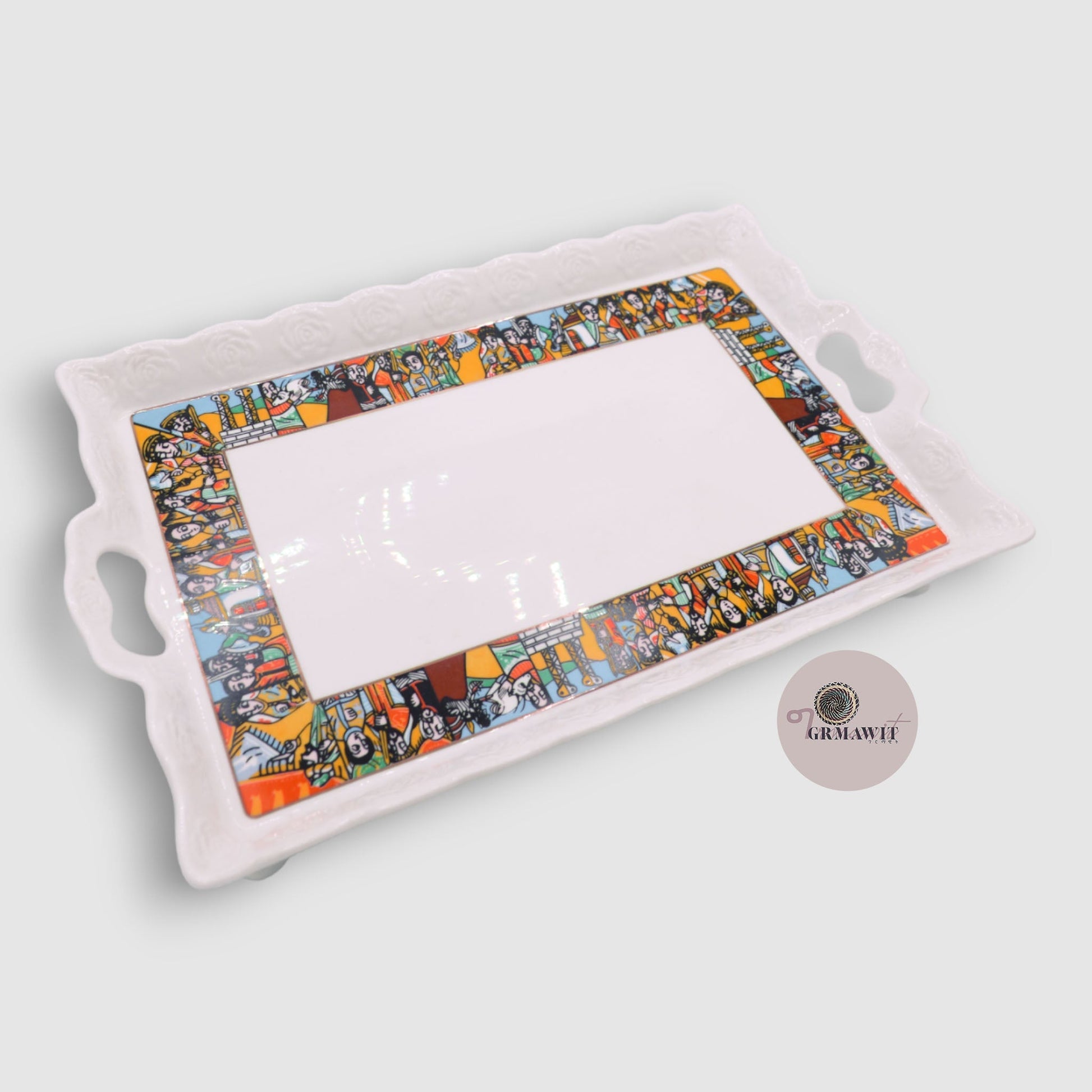 Traditional Ceramic Serving Tray | Zurya Tlet Extras Grmawit 