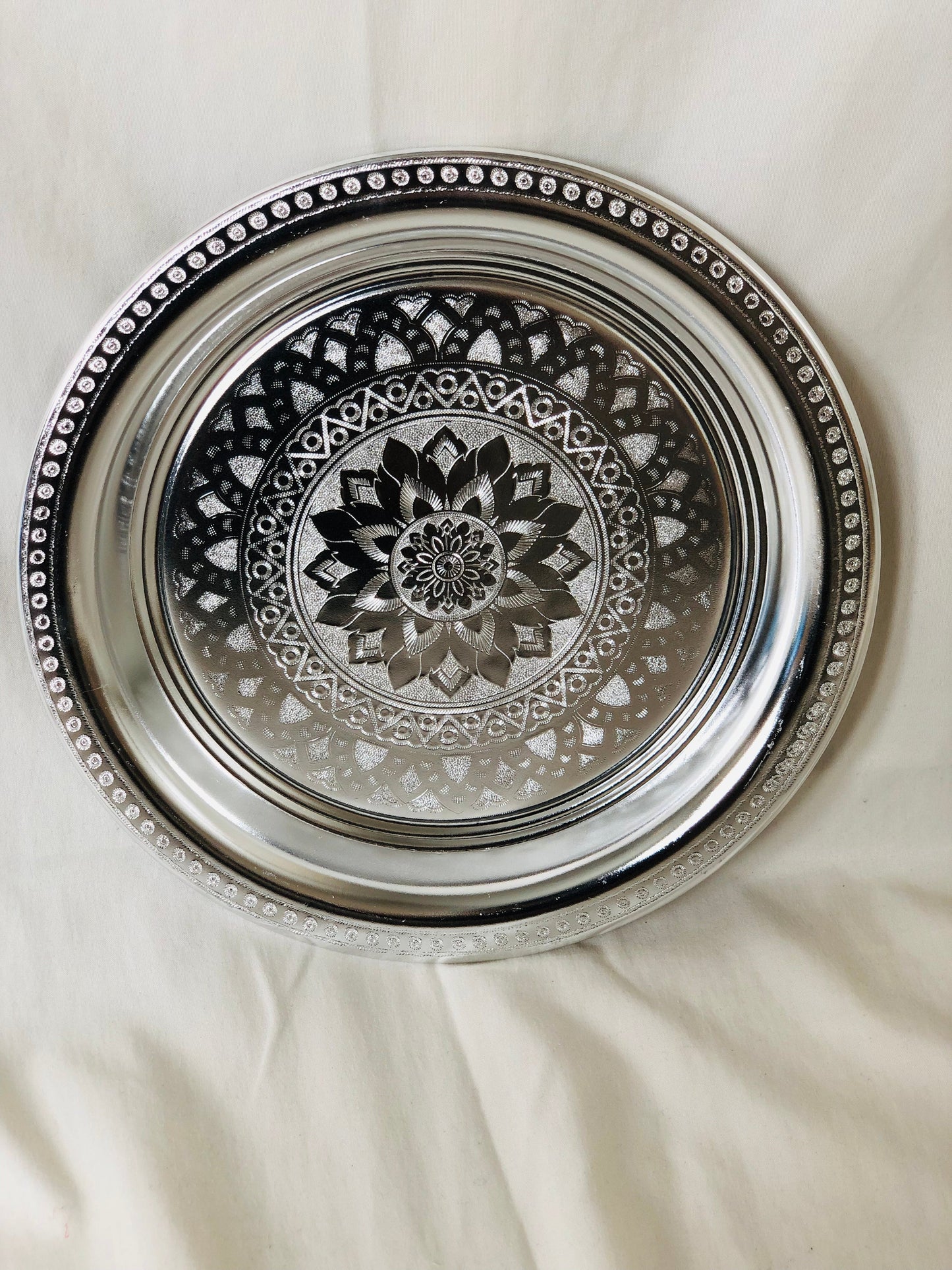 Vintage Silver Plated Round Serving Plate Extras Grmawit 