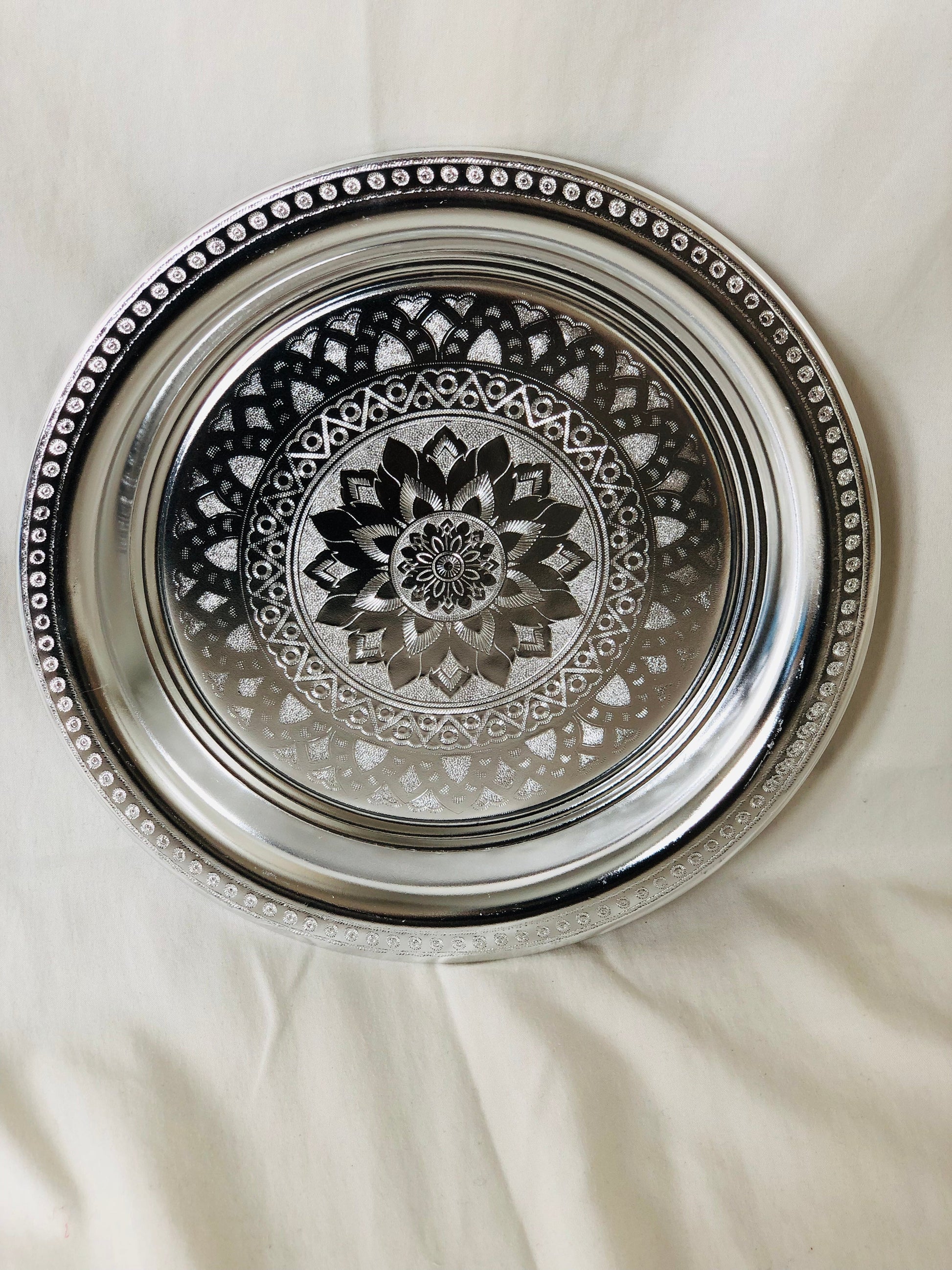 Vintage Silver Plated Round Serving Plate Extras Grmawit 